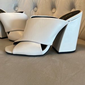 White chunky heel
